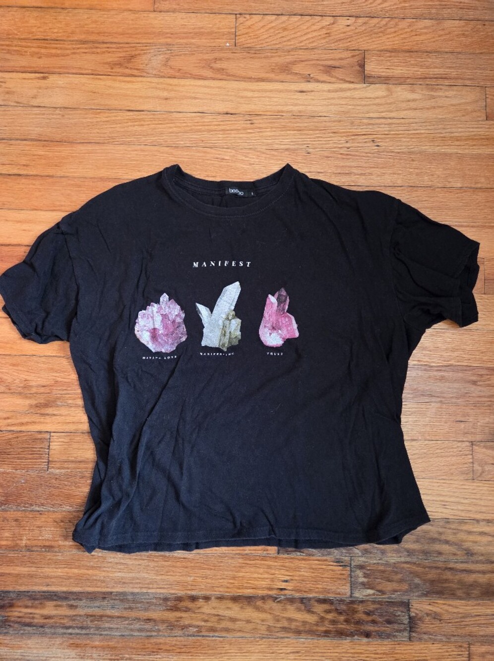 Manifest Black Graphic Tee with Crystal Print